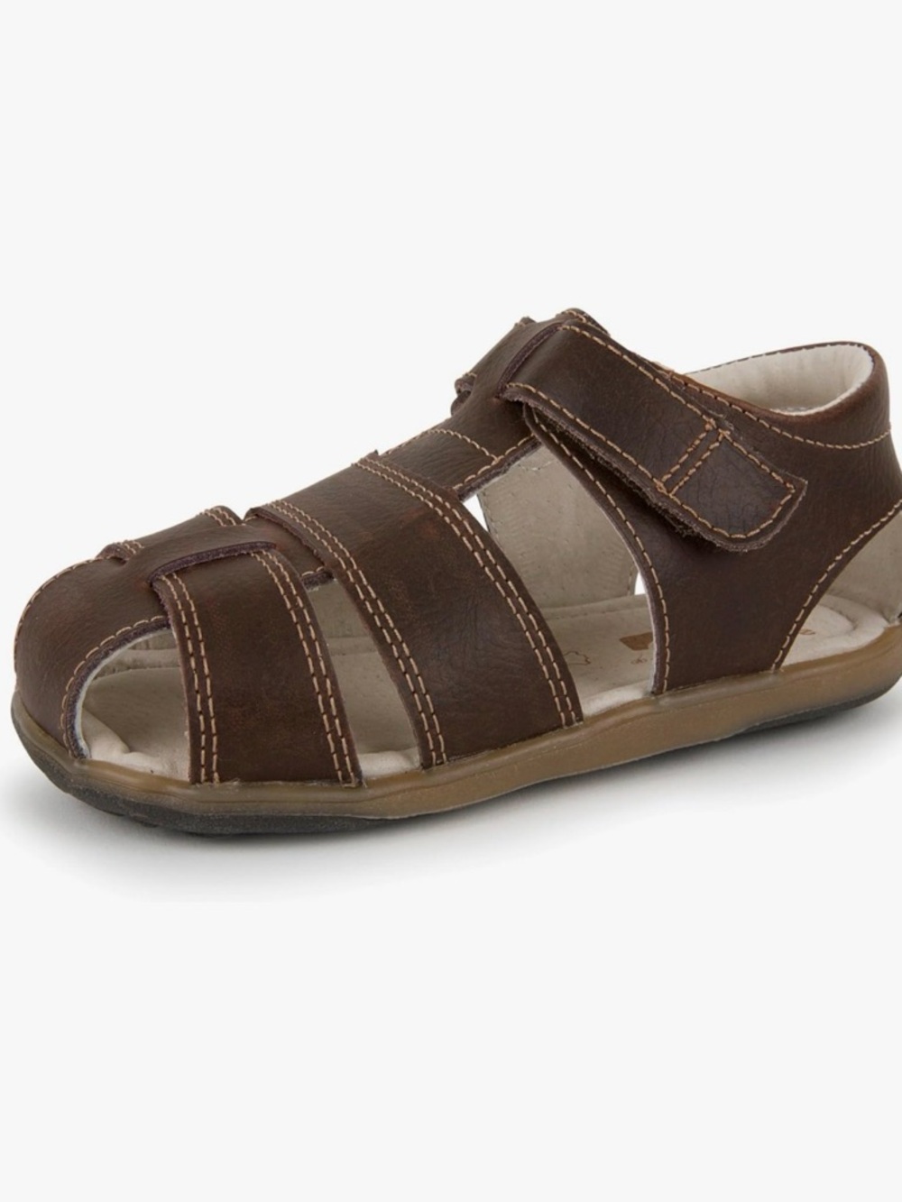 See Kai Run Brown Leather Closed-Toe Toddler Sandal